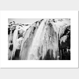 Waterfall Close Up B&W Posters and Art